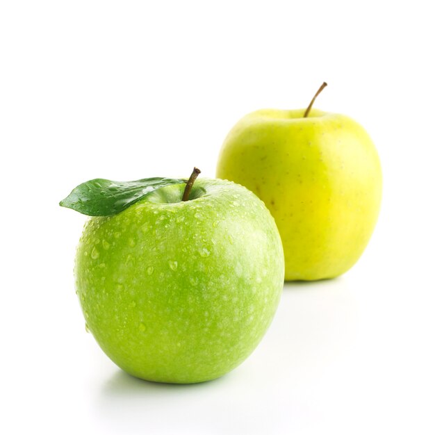 Green and Yellow Apple Isolated on White