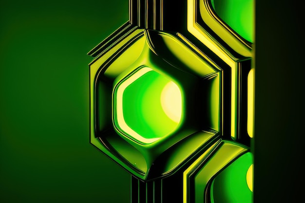 A green and yellow background with a green hexagon pattern.