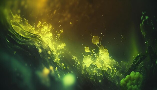 Green and yellow background with a green wave and the word'green '