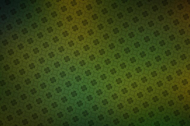 Green and yellow background with a pattern of fourleaf clover