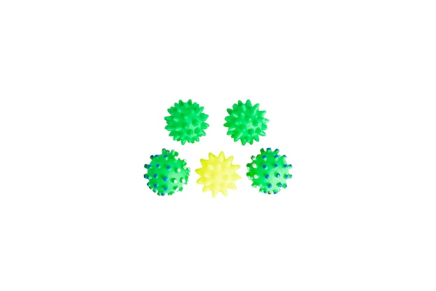 green and yellow boll toys for dog and pet cats