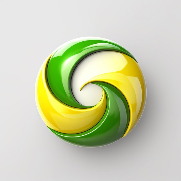 a green and yellow circle with two spirals on it.