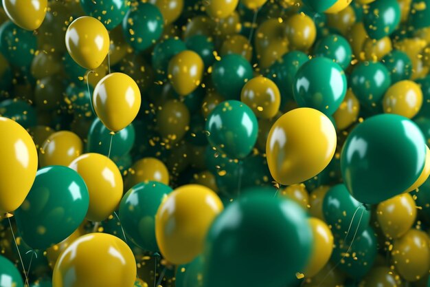 зеленый и желтый фонаж плавающих шаров генеративный ИИ