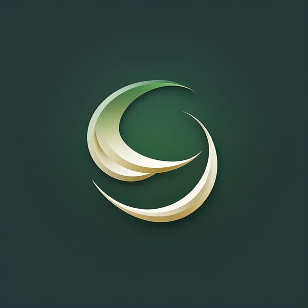 a green and yellow logo with a crescent