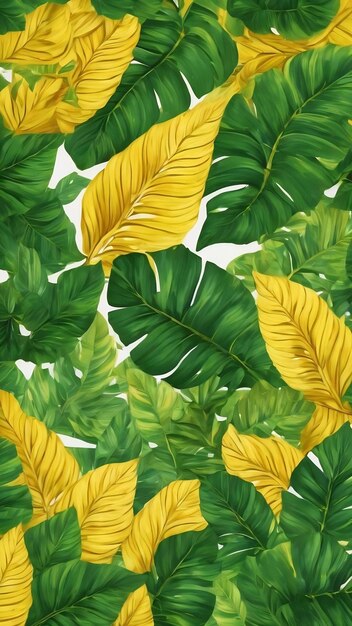 Photo a green and yellow pattern with leaves