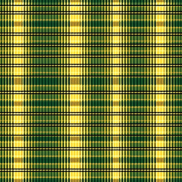 A green and yellow plaid fabric with a small white stripe generative ai