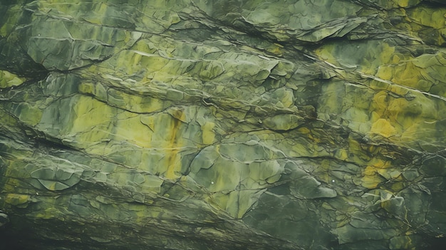 緑黄色の岩のテクスチャのトーンの荒れた山肌