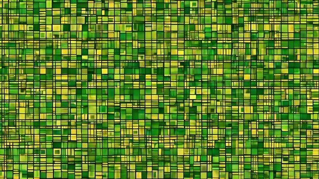 A green and yellow square background with a square pattern