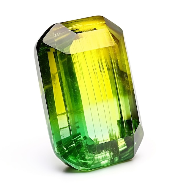 Green yellow tourmaline gemstone clip art isolated