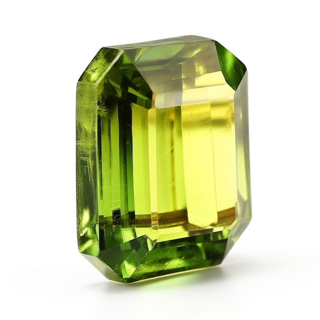 Green yellow tourmaline gemstone clip art isolated