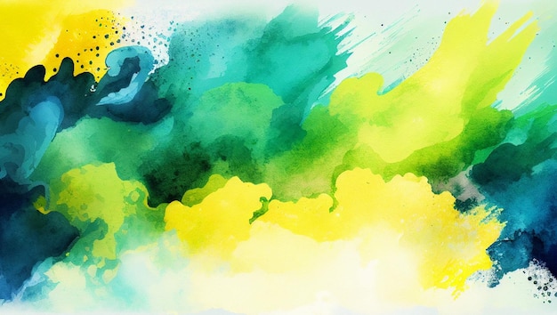 Green and Yellow watercolor abstract background