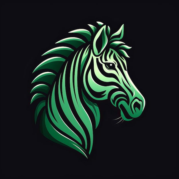 Green Zebra Head Logo Detailed Character Illustration In Herb Trimpe Style