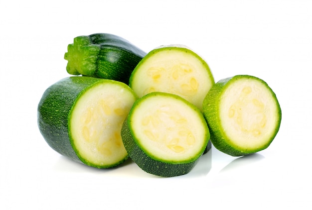 Green zucchini vegetables isolated on white