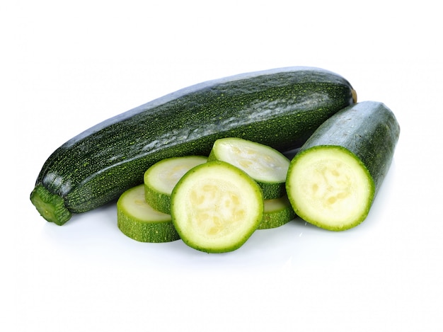 Green zucchini on white background