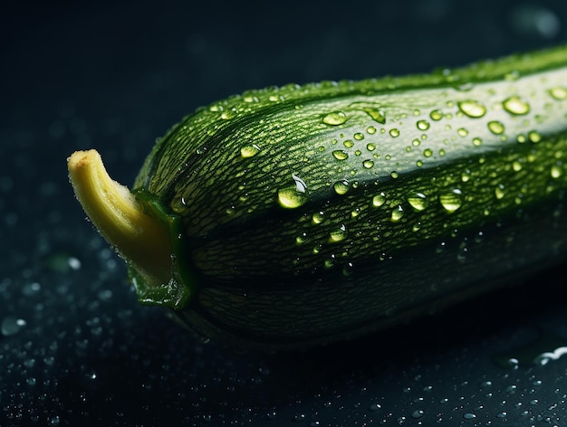 A green zucchini with water droplets on it