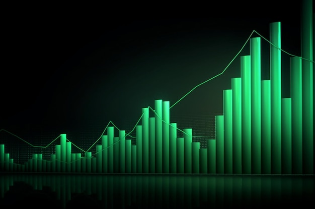 Greencolored financial graph depicts positive growth