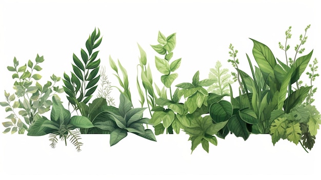 Greenery clipart isolated white background Generative ai