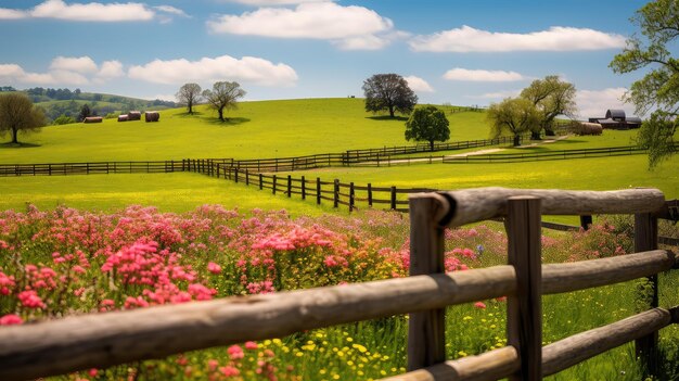 Foto fattoria di primavera verde