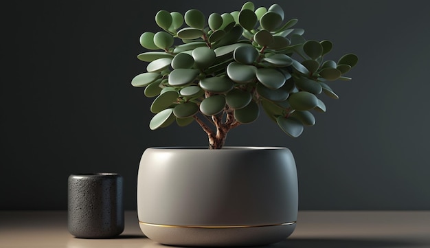 Greenery thrives in vase on wooden table generated by AI