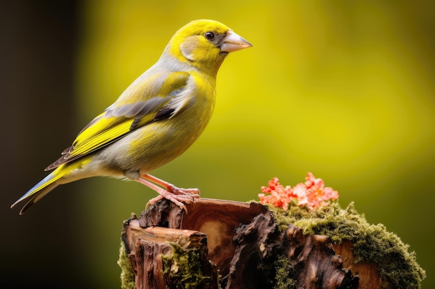 グリーンフィンチの鳥のクローズアップ