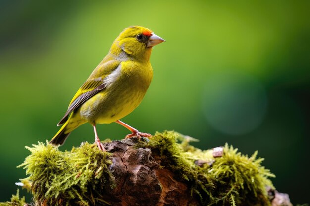 グリーンフィンチの鳥のクローズアップ