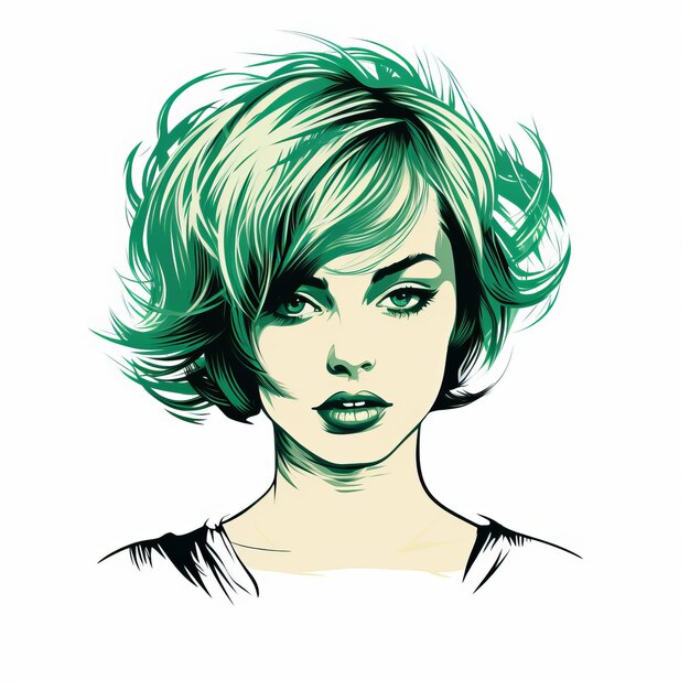 Foto la ragazza dai capelli verdi una stampa d'arte serena ed elegante