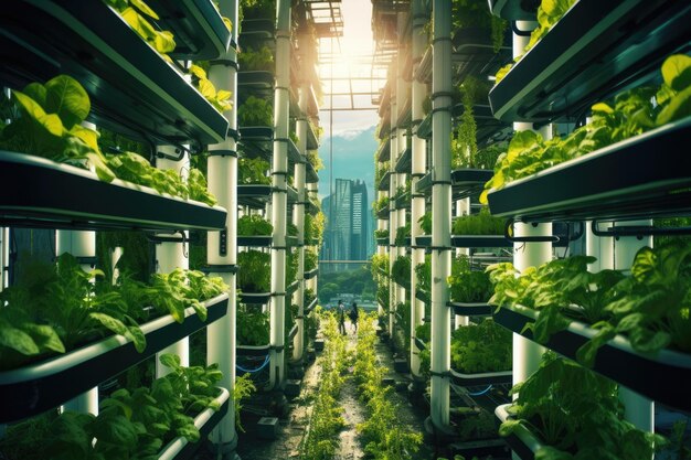 Greenhouse agriculture growth green industrial plants organic nature vegetable gardening farming