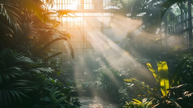 Photo greenhouse sunbeams a tropical illuminated getaway