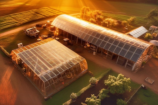 Greenhouses and solar panels