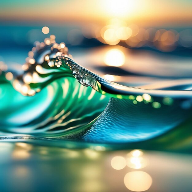 Greenish Water Wave Splash at the sea beach