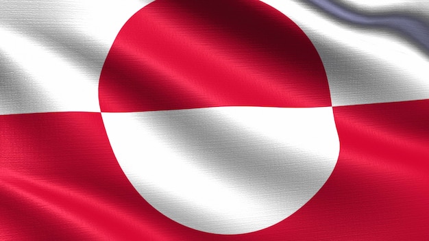 Greenland flag, with waving fabric texture