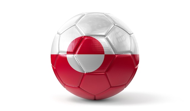 Greenland national flag on soccer ball 3D illustration