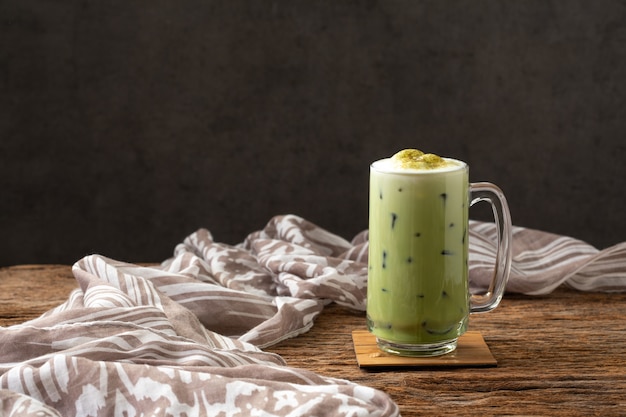 Greentea matcha latte cold beverage drink freshness 