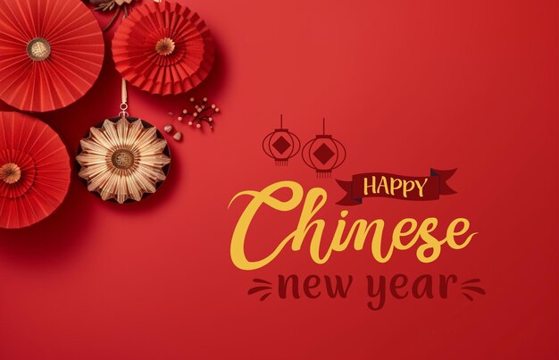 Greeting background of Happy chinese new year social media post generative ai