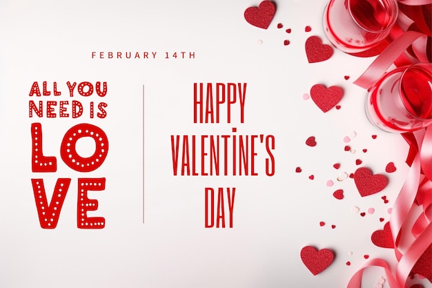 Greeting card background of Happy valentines day and social media post made with generative ai