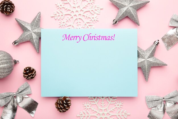 Greeting card for the Christmas holidays with decorations