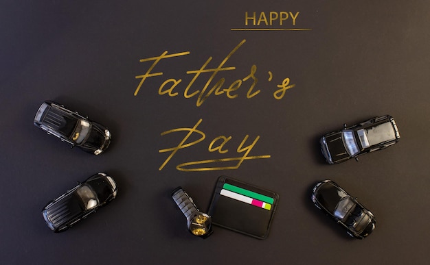 Greeting card on Fathers Day with text father a happy day