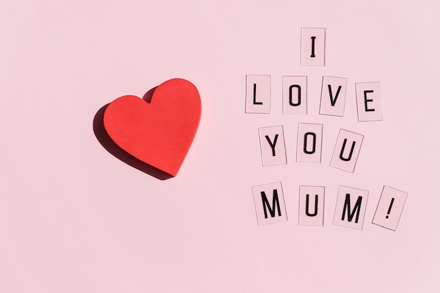 Greeting card for Mother's Day. I love mother, mum text, 