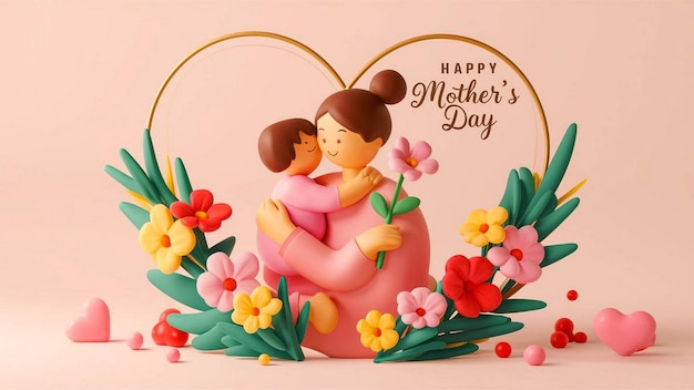 a greeting card for mothers day with a picture of a mother and her daughter