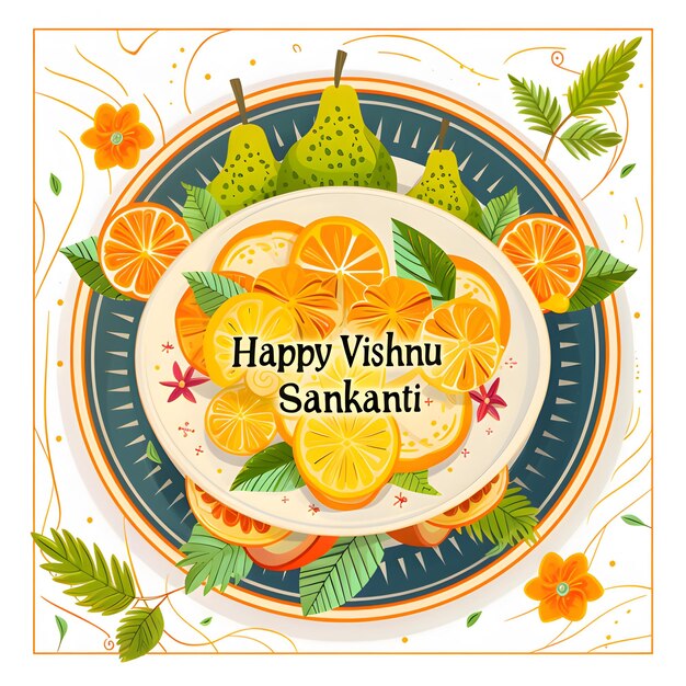 Foto greeting card ontwerp voor vishnu sankranti met quotehappy vishnu sankrantquot tekst geavanceerd