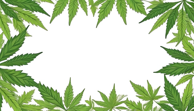 Photo greeting card template decorated with marijuana leaves leave space for text