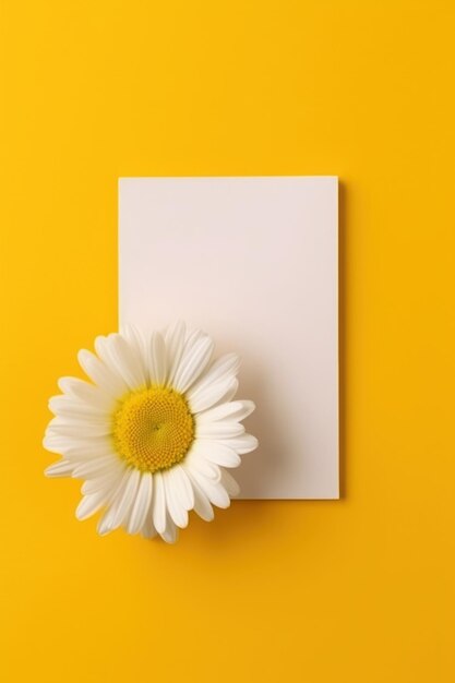 Greeting card template flower with paper white background flower background yellow flower temp