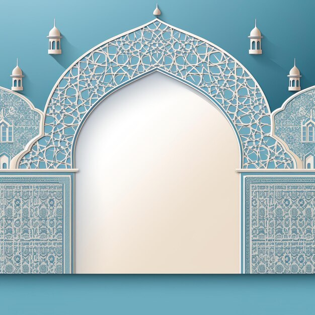 greeting card template and poster background with mosque or lantern