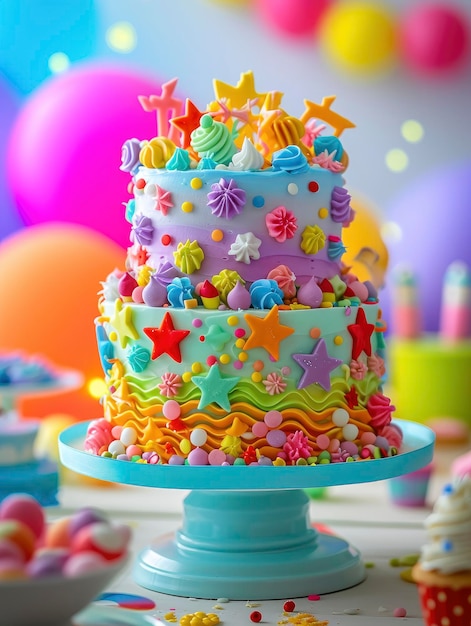최고의 슈퍼 장식 생일 케이크와 함께 축하 카드 템플릿 텍스트에 대한 자유 공간