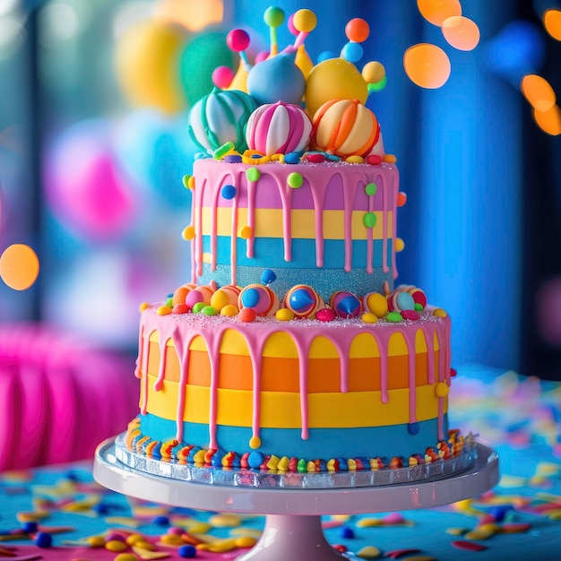 최고의 슈퍼 장식 생일 케이크와 함께 축하 카드 템플릿 텍스트에 대한 자유 공간