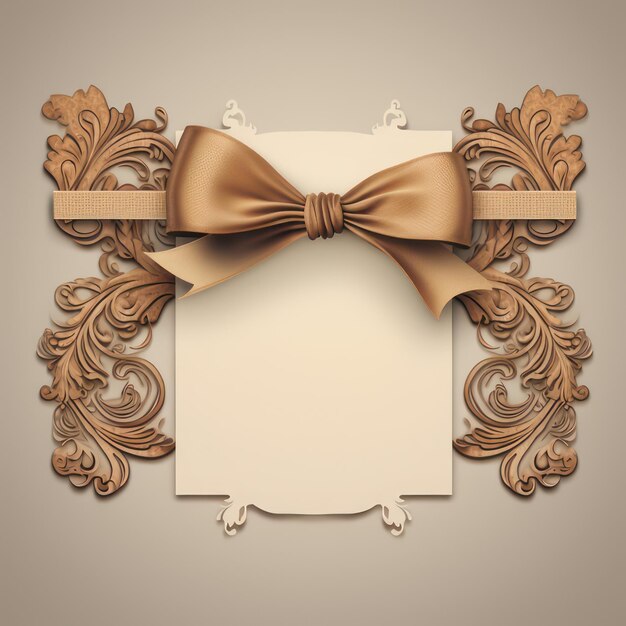 Greeting card wedding invitation template luxury ribbon ornament border frame