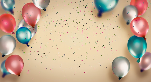 Greeting card with balls and confetti