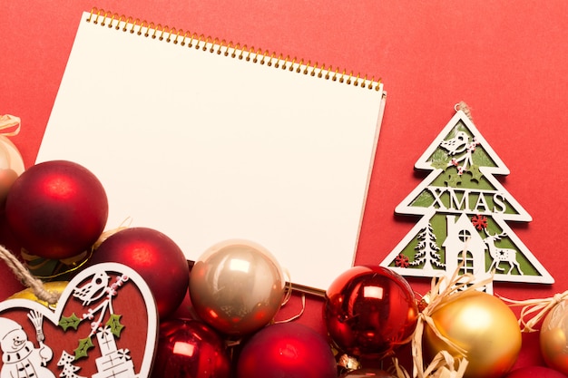 Greeting card   with christmas ornaments