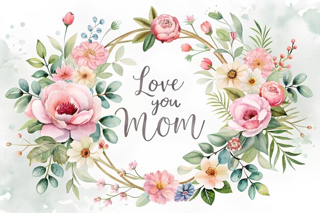 a greeting card with flowers and the words love you mom