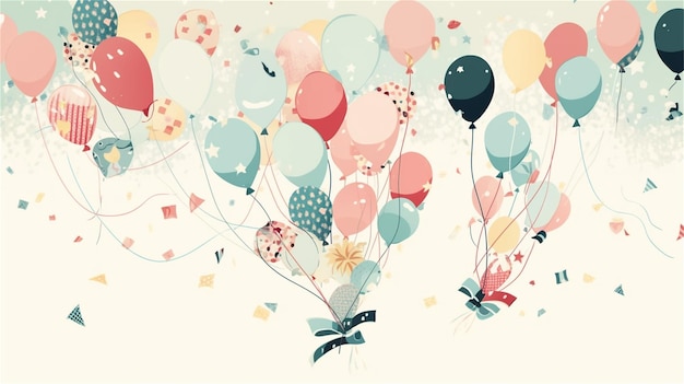 Greeting card with house and colorful balloons Vector illustration